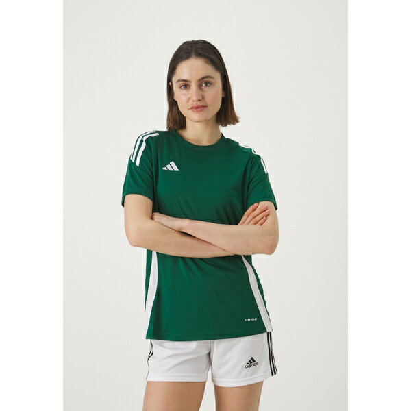 アディダス レディース フィットネス スポーツ FORTORE 23 - Sports T-shirt - team dark green/white