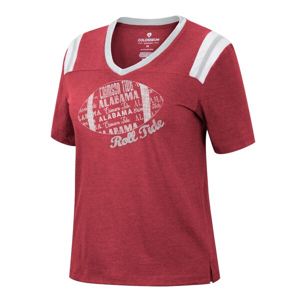 楽天astyコロシアム レディース Tシャツ トップス Alabama Crimson Tide Colosseum Women's 15 Min Early Football VNeck TShirt Heathered Crimson