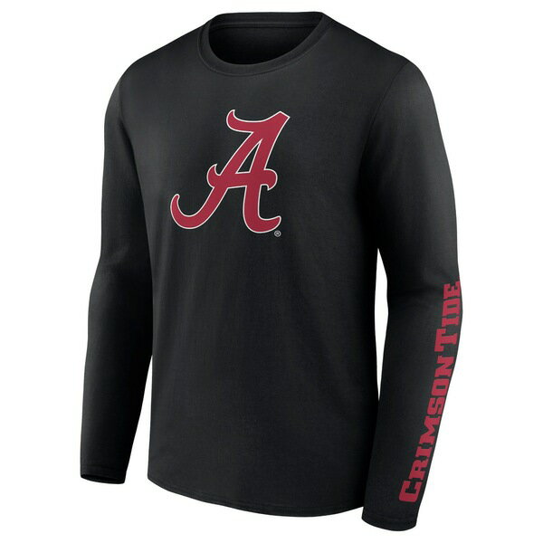 ファナティクス メンズ Tシャツ トップス Alabama Crimson Tide Fanatics Branded Double Time 2Hit Long Sleeve TShirt Black
