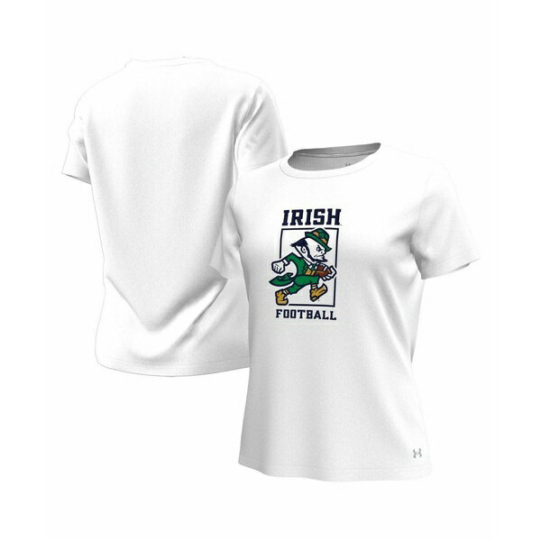 アンダーアーマー レディース カットソー トップス Women's White Notre Dame Fighting Irish Leprecha..