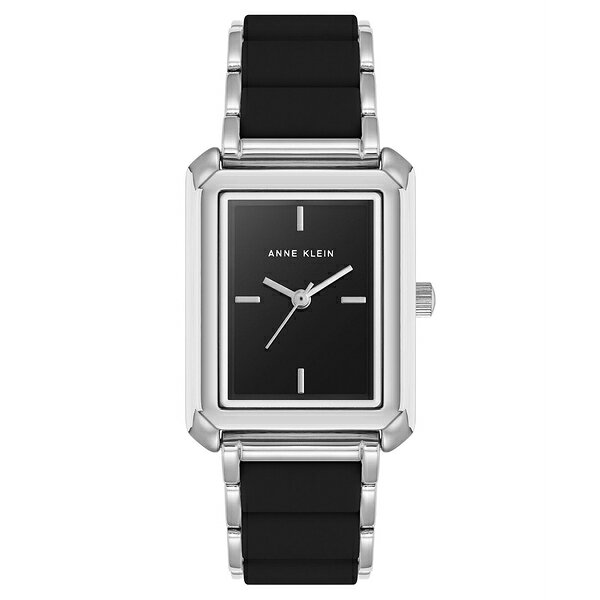 アンクライン レディース 腕時計 アクセサリー Women's Quartz Casual Silver-Tone Metal Alloy Bracelet Watch, 26mm Black, Silver-Tone