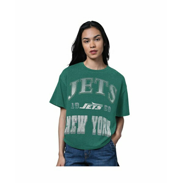 スターター レディース カットソー トップス Women's Heather Green New York Jets Oversized Hall of ..