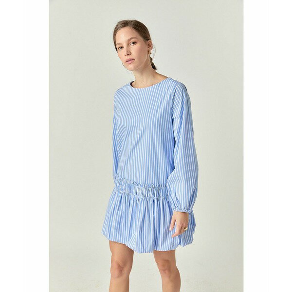 イングリッシュファクトリー レディース ワンピース トップス Women's Stripe ballon Mini Dress Powde..