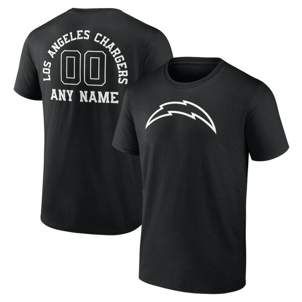 ファナティクス メンズ Tシャツ トップス Los Angeles Chargers Personalized Name & Number Monochrome TShirt Black