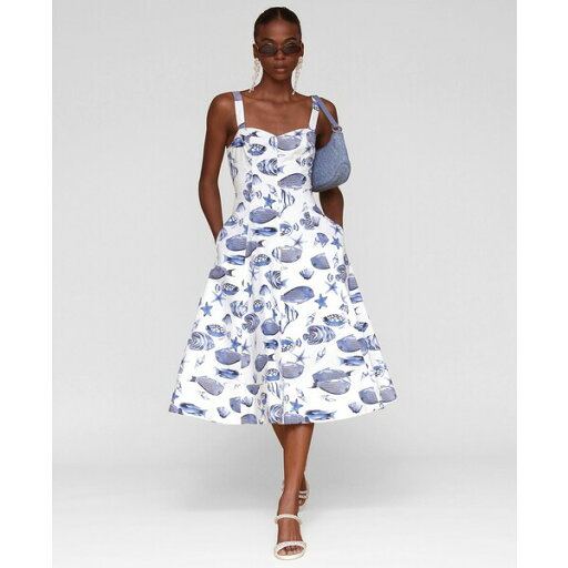 アベックレフィレ レディース ワンピース トップス Women's Printed A-Line Midi Dress Blue Marin アベックレフィレ レディース ワンピース トップス Women's Printed A-Line Midi Dress Blue Marin