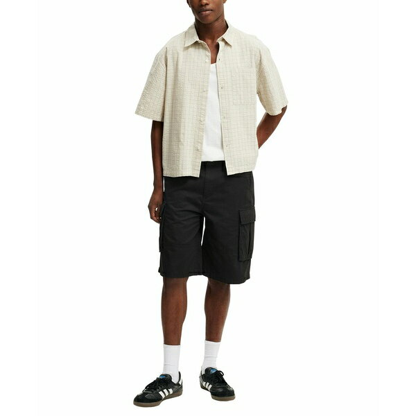 コットンオン メンズ シャツ トップス Men's Darcy Short Sleeve Shirt Bone grid check