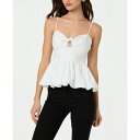 アストール レディース カットソー トップス Women's Twist-Front Bubble-Hem Top Off White