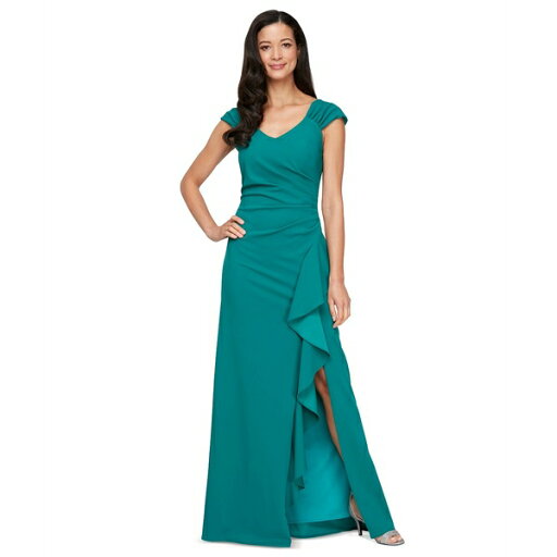アレックスイブニングス レディース ワンピース トップス Women's Ruched Shoulder Gown Jade アレックスイブニングス レディース ワンピース トップス Women's Ruched Shoulder Gown Jade