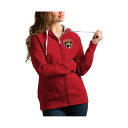 アンティグア レディース カットソー トップス Women's Red Florida Panthers Team Victory Full-Zip Hoodi...
