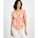 スタイルアンドコー レディース カットソー トップス Petite Blurred Floral Perfect V-Neck Tee, Exclusively...