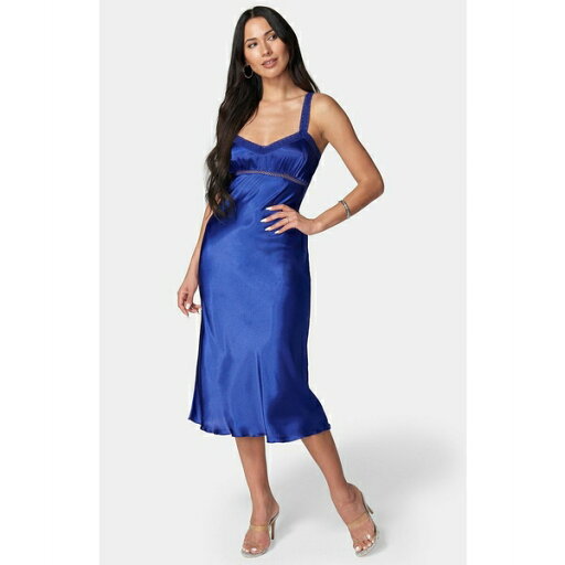 ベベ レディース ワンピース トップス Women's Satin Midi Dress Blue ベベ レディース ワンピース トップス Women's Satin Midi Dress Blue
