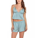 アイコレクション レディース カットソー トップス Women's Satin Crop Cami and Short Set Sage