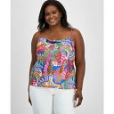 タハリエーエスエル レディース カットソー トップス Plus Size Printed Satin Draped-Neck Camisole Top Wild...