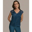 ダナ キャラン ニューヨーク レディース カットソー トップス Women's V-Neck Burnout Blouse Tide