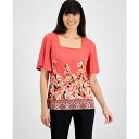 ジェイエムコレクション レディース カットソー トップス Petite Square-Neck Top, Exclusively at Macy's Pink ...