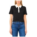 セセ レディース カットソー トップス Women's Short Sleeve Contrast Collar Polo Top Rich Black