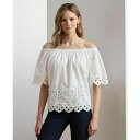 ラルフローレン レディース カットソー トップス Women's Eyelet Cotton Off-the-Shoulder Blouse White