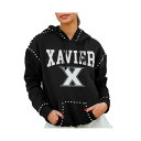 ゲームデイ レディース カットソー トップス Women's Black Xavier Musketeers Studded Pullover Hoodie B...