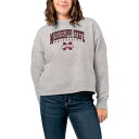 リーグカレッジエイトウェア レディース パーカー・スウェットシャツ アウター Mississippi State Bulldogs League Collegiate Wear Women's 1636 Boxy Pullover Sweatshirt Ash