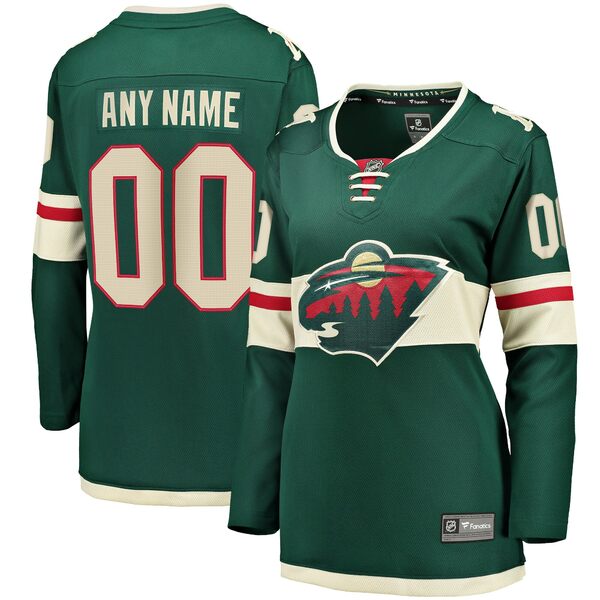 ファナティクス レディース ユニフォーム トップス Minnesota Wild Fanatics Women's Home Breakaway Custom Jersey Green