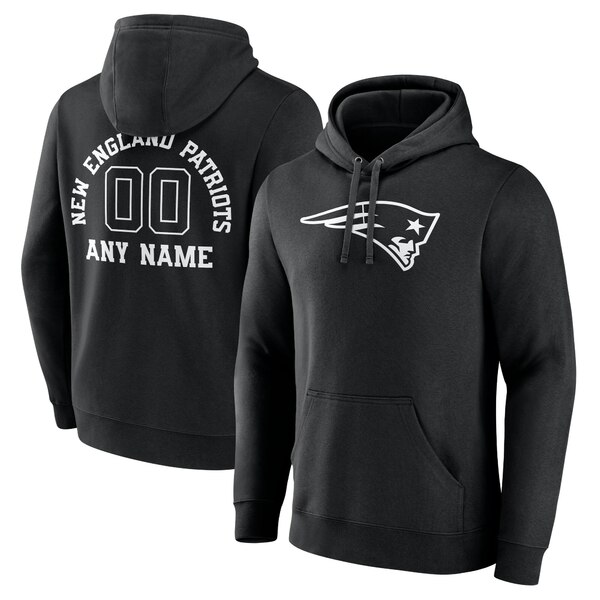 ファナティクス メンズ パーカー・スウェットシャツ アウター New England Patriots Personalized Name & Number Pullover Hoodie Black