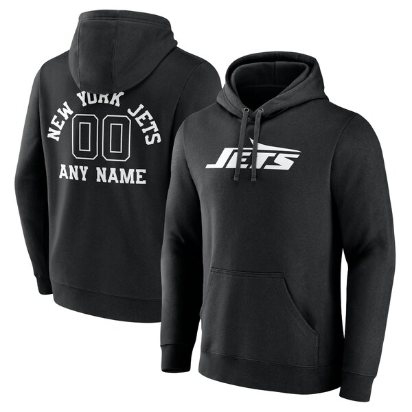 ファナティクス メンズ パーカー・スウェットシャツ アウター New York Jets Personalized Name & Number Pullover Hoodie Black