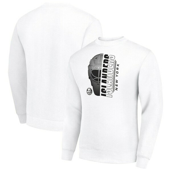 スターター メンズ ジャケット&ブルゾン アウター New York Islanders Starter Half Helmet Team Logo Pullover Sweatshirt White