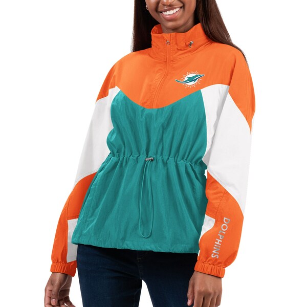 カールバンクス レディース ジャケット＆ブルゾン アウター Miami Dolphins GIII 4Her by Carl Banks Women's Tie Breaker Lightweight QuarterZip Jacket Aqua/Orange