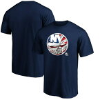 【送料無料】 ファナティクス メンズ Tシャツ トップス New York Islanders Fanatics Branded Banner Wave Logo TShirt Navy