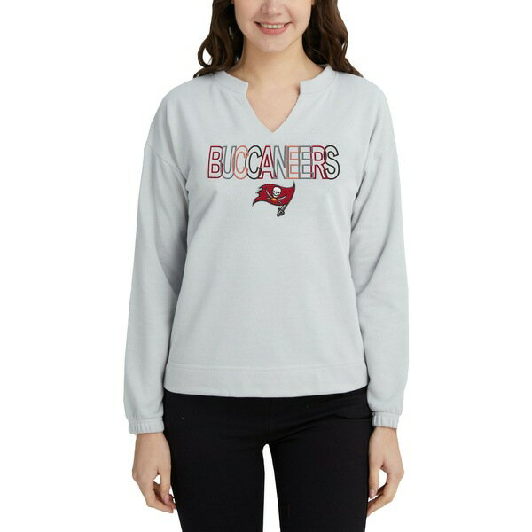 コンセプトスポーツ レディース Tシャツ トップス Tampa Bay Buccaneers Concepts Sport Women 039 s Sunray Notch Neck Long Sleeve TShirt Gray