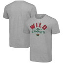 【送料無料】 スターター メンズ Tシャツ トップス Minnesota Wild Starter Half Puck TShirt Heather Gray