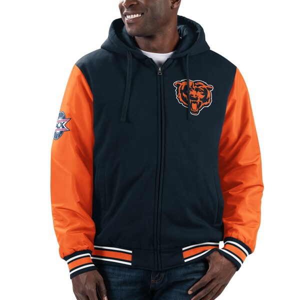 カールバンクス メンズ ジャケット＆ブルゾン アウター Chicago Bears GIII Sports by Carl Banks Player Option FullZip Hoodie Navy/Orange