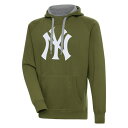 【送料無料】 アンティグア メンズ パーカー・スウェットシャツ アウター New York Yankees Antigua Victory Pullover Hoodie Olive