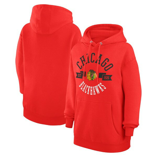 カールバンクス レディース パーカー・スウェットシャツ アウター Chicago Blackhawks GIII 4Her by Carl Banks Women's City Graphic Fleece Pullover Hoodie Red