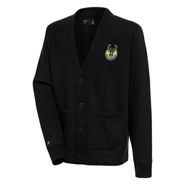 アンティグア メンズ シャツ トップス Milwaukee Bucks Antigua Victory ButtonUp Cardigan Black