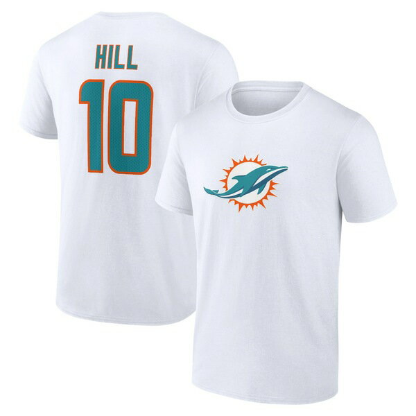 ファナティクス メンズ Tシャツ トップス Tyreek Hill Miami Dolphins Fanatics Branded Icon Player Name & Number TShirt White