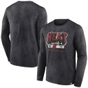 【送料無料】 ファナティクス メンズ Tシャツ トップス Miami Heat Fanatics Branded Front Court Press Snow Wash Long Sleeve TShirt Heather Charcoal