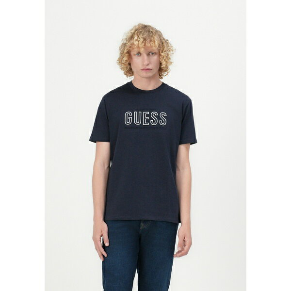 ゲス メンズ Tシャツ トップス EMBOSSED LOGO TEE - Print T-shirt - smart blue