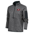 アンティグア レディース パーカー・スウェットシャツ アウター San Francisco 49ers Antigua Women's Team Logo Fortune HalfZip Pullover Jacket Heather Charcoal