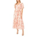 セセ レディース ワンピース トップス Printed Linen Puff Sleeve V-Neck Maxi Dress Sweet Rose