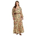 ラルフローレン レディース ワンピース トップス Plus-Size Floral Crinkle Georgette Tiered Dress Cream M...