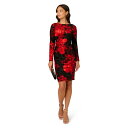アドリアナ パペル レディース ワンピース トップス Burnout Velvet Sheath Dress Black/Red