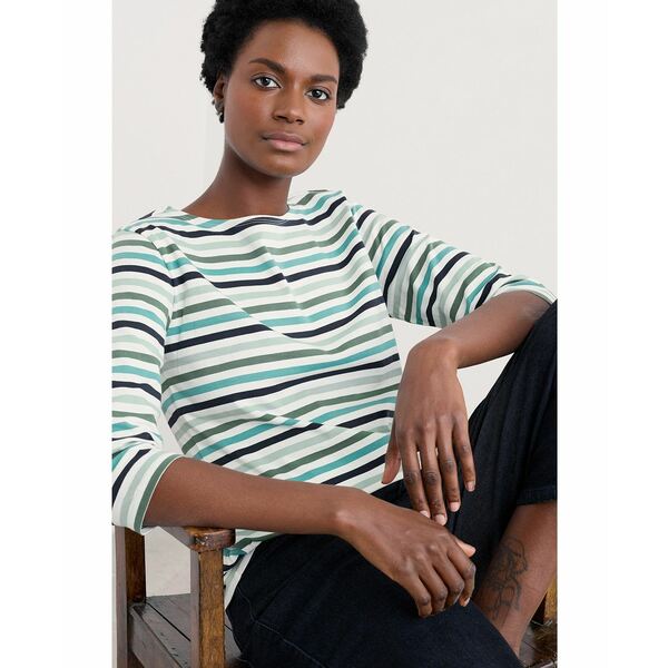 シーソルト コーンウォール レディース カットソー トップス Women's Sailor Quarter Sleeve Top Quad ..