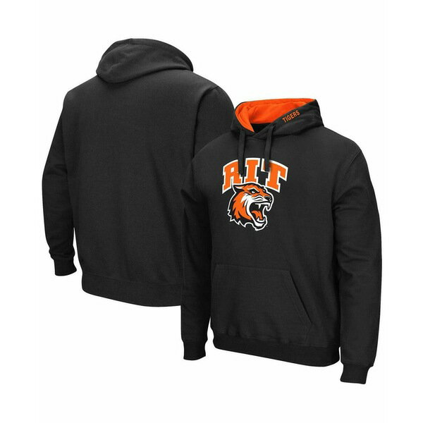 コロシアム メンズ パーカー・スウェットシャツ アウター Men's Black Rochester Institute of Technology Tigers Arch & Logo Pullover Hoodie Black