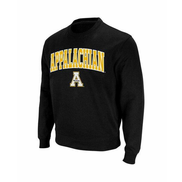 コロシアム メンズ パーカー・スウェットシャツ アウター Men's Black Appalachian State Mountaineers Arch Logo Crew Neck Sweatshirt Black