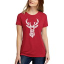 エルエーポップアート レディース Tシャツ トップス Women's Premium Blend Santa's Reindeer Word Art T-shirt Red