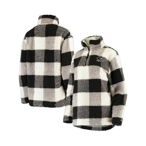カールバンクス レディース ジャケット&ブルゾン アウター Women's Black and White San Jose Sharks Plaid Sherpa Quarter-Zip Jacket Black, White カールバンクス レディース ジャケット&ブルゾン アウター Women's Black and White San Jose Sharks Plaid Sherpa Quarter-Zip Jacket Black, White