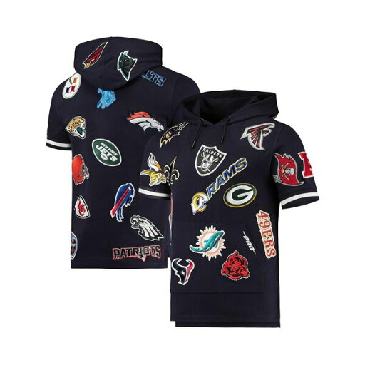 プロスタンダード メンズ パーカー・スウェットシャツ アウター Men's Navy Nfl League Wordmark Short Sleeve Pullover Hoodie Navy プロスタンダード メンズ パーカー・スウェットシャツ アウター Men's Navy Nfl League Wordmark Short Sleeve Pullover Hoodie Navy
