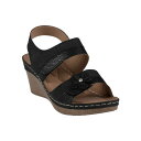 ジーシーシューズ レディース サンダル シューズ Women's Tulip Stay-Put Double Band Flower Wedge Sandals Black