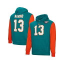 ミッチェル&ネス メンズ パーカー・スウェットシャツ アウター Men's Dan Marino Aqua Miami Dolphins Retired Player Name and Number Pullover Hoodie Aqua